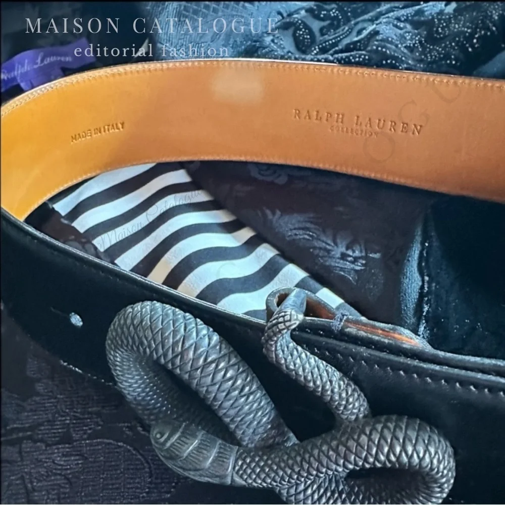 Ralph Lauren Collection Fall 2001 Sculptural Snake Buckle Black Calf Belt